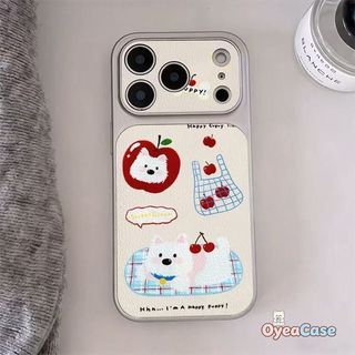 Ốp Lưng Chó Westie In Hình Apple & Cherry Cho Redmi Note 15 14 13 12 12S Turbo 11 SE 11S 11T 10 9 Pro Max Lite 10S 9S 8 Pro Plus 5G 4G Da Sang Trọng Trái Cây Ngọt Ngào Hoạt Hình Bìa Mềm