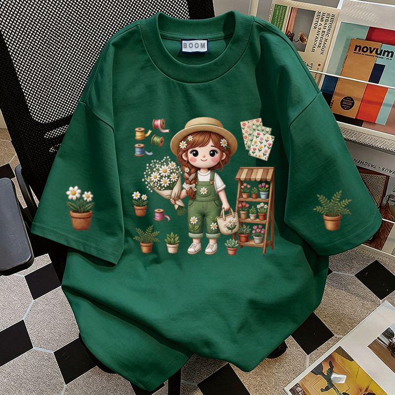 BOOM Áo thun nữ kiểu hàn quốc form rộng tay lỡ cổ tròn cotton Mát-Hè hot trend in cách dễ thương Áo phông form vừaF070