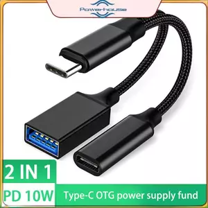Bộ chuyển đổi điện thoại cáp USB C OTG 2in1 Type C Nam sang USB C Cổng sạc nữ với Bộ chuyển đổi bộ chia USB Nữ.