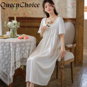 Phụ Nữ Ngọt Ngào Tay Ngắn Váy Ngủ Nữ Chắc Chắn Công Chúa Trắng Váy Ngủ Váy Ngủ
