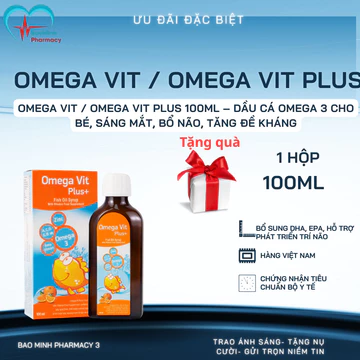 Omega Vit / Omega Vit Plus 100ml – Dầu Cá Omega 3 Cho Bé, Sáng Mắt, Bổ Não, Tăng Đề Kháng