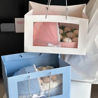 HIGHVIEWLS Hộp Quà Tặng Tắm Cho Bé, Giỏ Bánh Trung Thu Đa Năng Hoa Tươi, Hộp Bao Bì Bánh Trăng Trắng Xanh Hồng