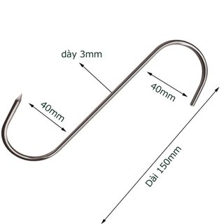 Móc treo thịt heo,Thịt gà,Thịt vịt Chữ S( Móc Đơn)Inox cao cấp không gỉ,Móc Chữ S NHỌN Inox Treo Thịt Cá Nướng BBQ-FE123