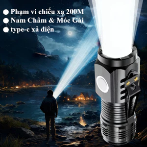 Đèn Pin Mini Siêu Sáng Đa Năng - Sạc USB, Chống Nước, Gắn Mũ, 3 Chế Độ Sáng & Đèn COB