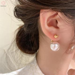Bông tai xoắn ốc ngọc trai zircon vàng màu, style cá tính retro