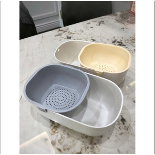 Hộp Đựng Đồ Ăn Vặt 2 Lớp Tiện Lợi Lux Home Tích Hợp Rổ Rửa Hoa Quả, Rau Củ Có Lỗ Thoát Nước