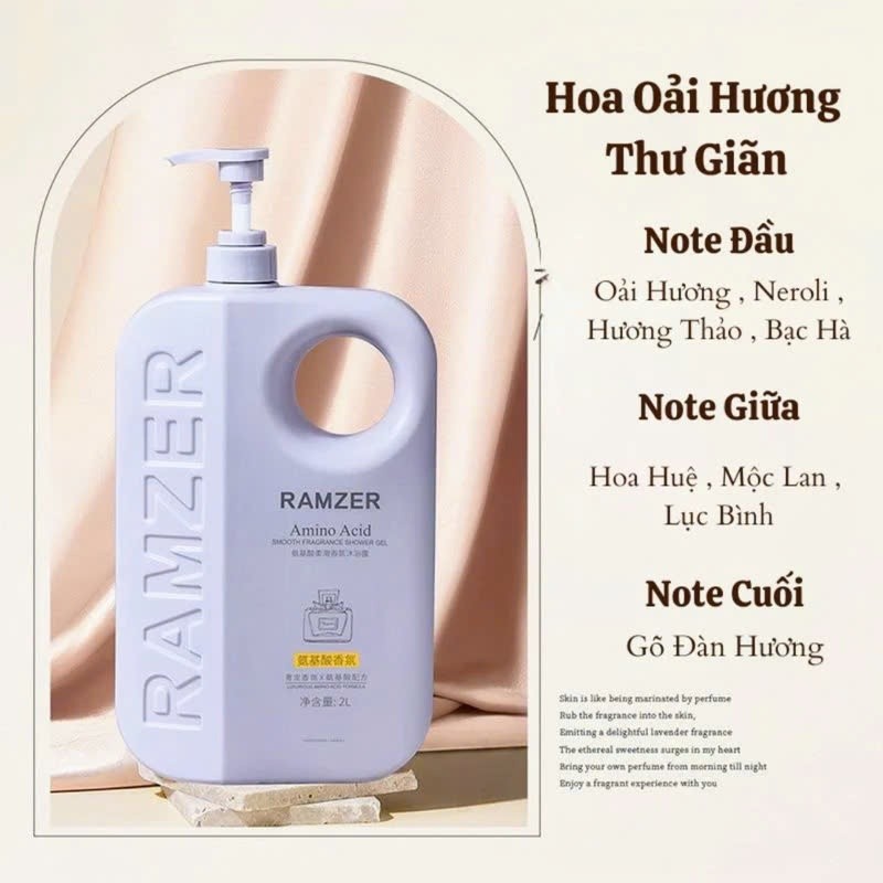 Sữa Tắm Trắng Sáng Da Hương Nước Hoa RAMZER 2in1 1000ml Siêu Thơm Và Lưu Hương