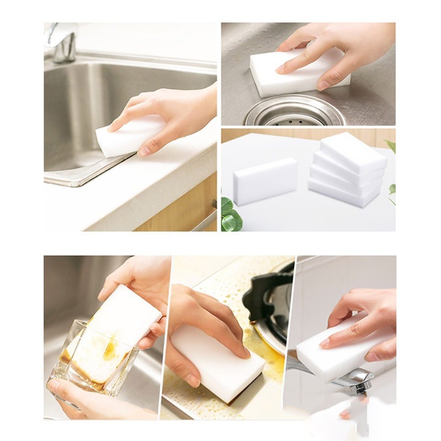 Sỉ 10 miếng mút xốp melamine tẩy rửa đa năng làm sạch mọi vết bẩn cứng đầu nhất, mút tẩy vết bẩn tường 484