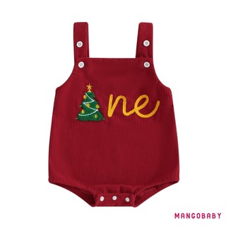 MG-Baby Bộ áo liền quần Giáng sinh Áo liền quần thêu chữ cây không tay