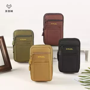 Ví đựng điện thoại di động bằng vải Canvas dành cho nam Túi đeo thắt lưng vuông nhỏ nhiều ngăn đựng ví Fanny Túi đựng nam Thiết kế túi thắt lưng [Mina]