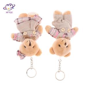 HFTOY Cặp Đôi Gấu Sang Trọng Móc Khóa Hoạt Hình Vải Hoa Gấu Mềm Nhồi Bông Búp Bê Mặt Dây Chuyền Chìa Khóa Ô Tô Ba Lô Túi Trang Trí Quà Tặng Trẻ Em ~