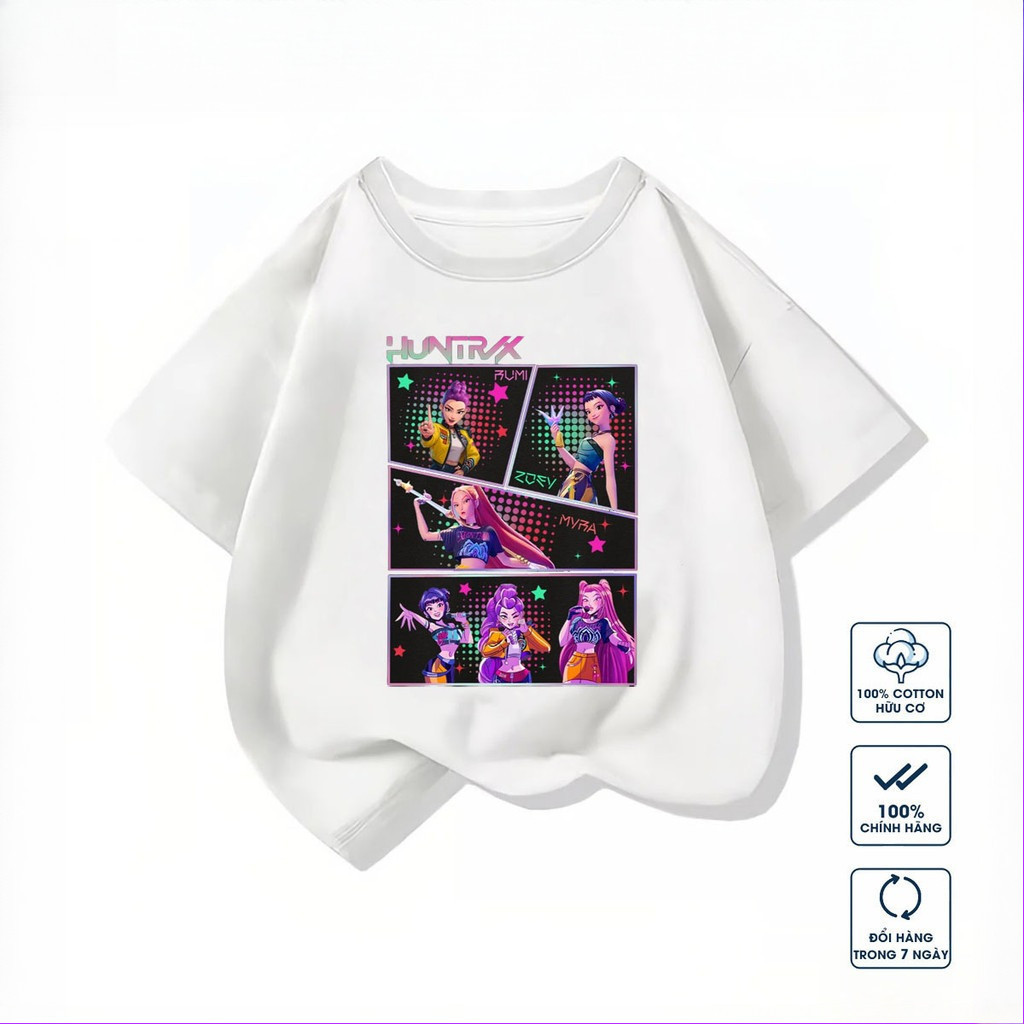 Áo phông cho Bé trai và Bé gái In họa tiết Kpop Demon Hunters vải 100% cotton mềm mại thoải mái top