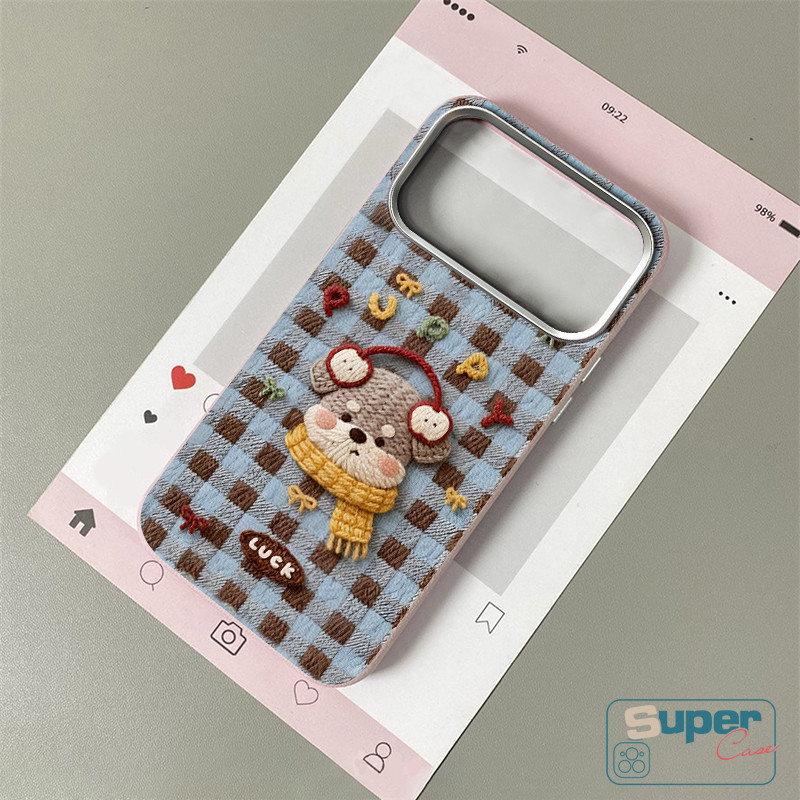 Ốp Lưng Tương Thích Cho IPhone 13 11 16 17 15 14 12 Pro 7 8Plus XR 12 16 15 11 14 13 Pro Max 16 Plus X XS Max Hoạt Hình Thời Trang Chó Con Dễ Thương Kẻ Sọc Chữ Doodle Da Họa Tiết