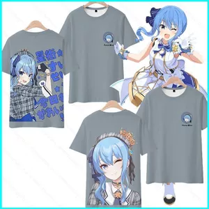 Áo thun Hosimati Suisei anime tay ngắn, hình in 3D, phù hợp nhiều kích cỡ