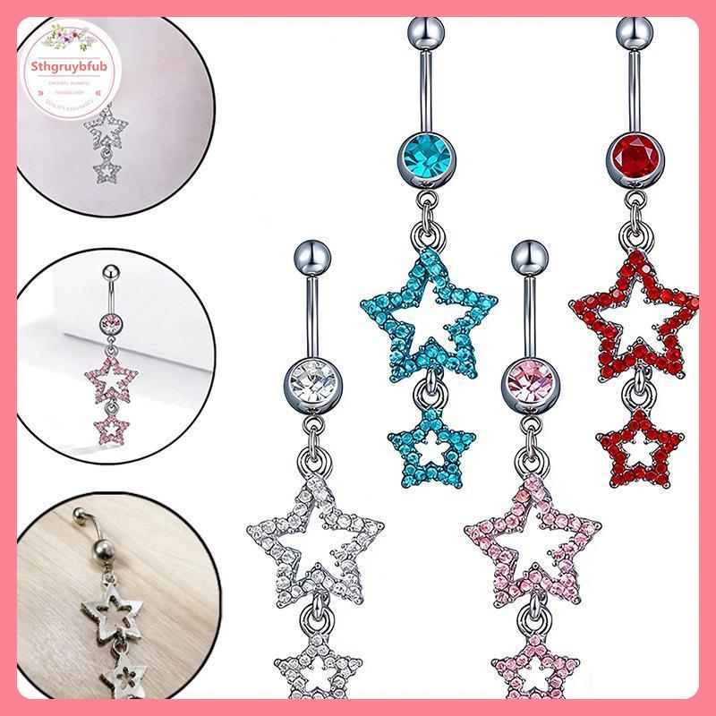 STHB Thép Không Gỉ Rốn Xuyên Pha Lê Bướm Tòn Ten Bụng Nút Nhẫn Cao Cấp Cơ Thể Trang Sức Cho Hợp Thời Trang Nữ Trang Phục VN