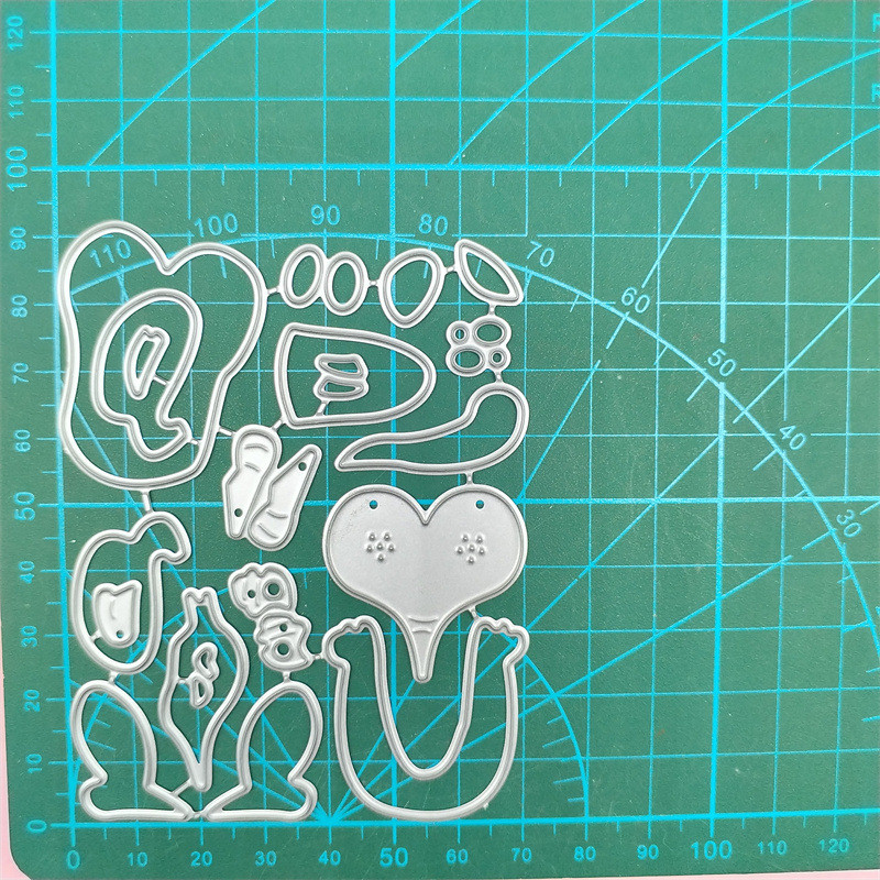 Hoạt Hình Con Chó Con Kim Loại Thép Carbon Cắt Khuôn Handmade DIY Album Ảnh Thiệp Chúc Mừng Cắt Chết Giấy Thủ Công Sổ Lưu Niệm Dập Nổi Khắc Bản Mẫu