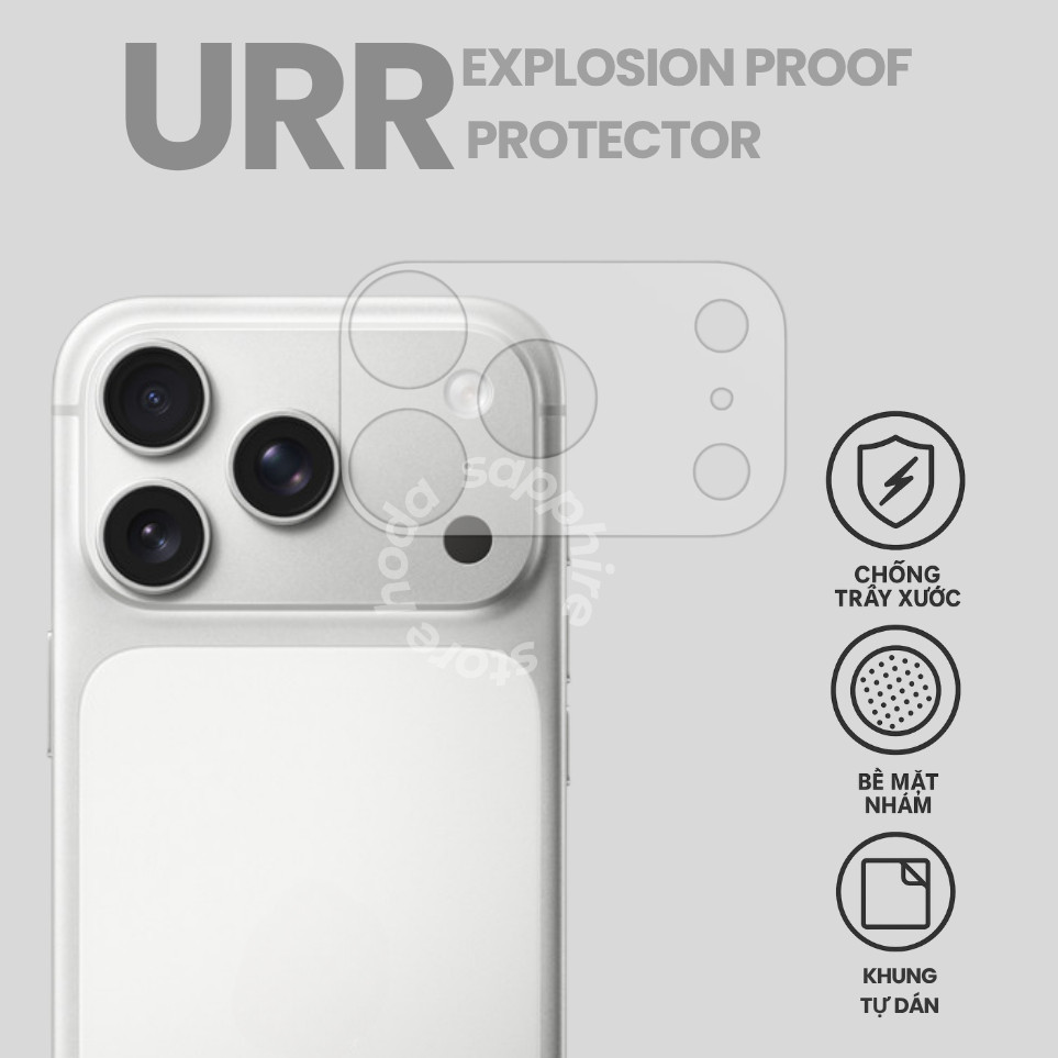 [Chính Hãng] Dán Camera PET Nhám Mờ URR Chống Trầy, Kháng Nước, Cực Mỏng Cho iPhone 17 Pro Max Series