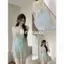 Đồ bơi nữ phong cách Hàn Quốc Pure Desire Style Green One-Piece Slim-fit Cover Belly Slimer Look Hot Spring Holiday