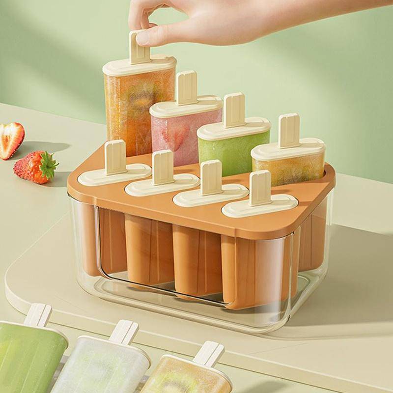 PNPIA- 8 Khoang Ice Lolly Khuôn Bộ Khay Tủ Đông PP Có Thể Tái Sử Dụng Có Sti Dễ Dàng Phát Hành Cho Tự Làm Popsicles Mùa Hè Làm Món Tráng Miệng