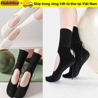 Tất tập Yoga MODOMINO, Tất Pilates thấm mồ hôi bằng vải Cotton, Tất đeo chéo chống trượt đường phố Harajuku thông thường