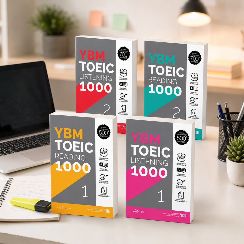 Sách - Combo YBM TOEIC 1000 (Trọn Bộ 4 Cuốn) - Kèm lời giải và hướng dẫn chi tiết (Gamma Books)