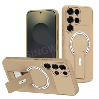 Ốp Điện Thoại Cho Samsung Galaxy S26 Ultra S25 S24 S23 FE Plus Ultra 5G 4G Chống Sốc Thân Thiện Với Da Cảm Giác Từ Giá Đỡ Vỏ Bảo Vệ Mặt Sau