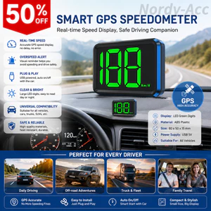 Universal HUD Head Up Display Đồng hồ tốc độ kỹ thuật số Đồng hồ tốc độ GPS KMH MPH Máy dò tốc độ phông chữ lớn Cắm và chạy cho ô tô, xe tải, phụ kiện an toàn lái xe