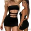 MAPLEPOET-Đầm Mini Nữ Không Tay Rách Bodycon Ống Đầm