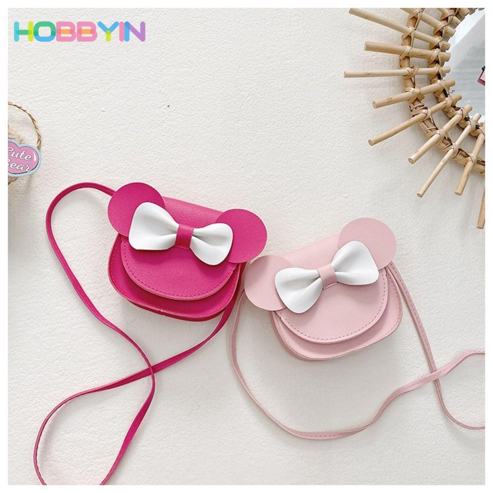 HOBBYIN Túi xách nhỏ, có túi đeo vai Mini nơ tai chuột, ví bền cho bé gái