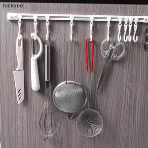 Móc treo hàng dài nhựa Luckyew, dán tường không khoan, móc tháo rời, tự dính cho tủ TQ