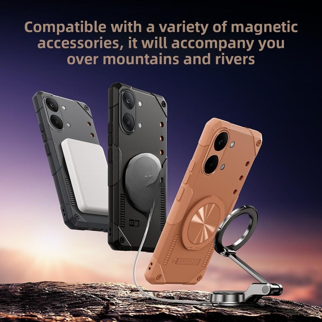 Mimi Mới Cho Redmi Turbo 5 Max 4 Pro Poco X7 X8 Pro Max F7 F8 Pro / Ultra K90 Xiaomi 17 Pro Max Túi Khí Giáp Từ Tính Chống Rơi Vỏ Điện Thoại Giá Đỡ Bao Tản Nhiệt TPU Mềm