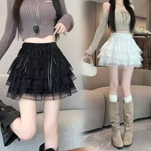 Nhung Ren Gạc Ôm Hơn Váy Bánh Phong Cách Ba Lê Co Giãn Cao Cấp Váy Puff