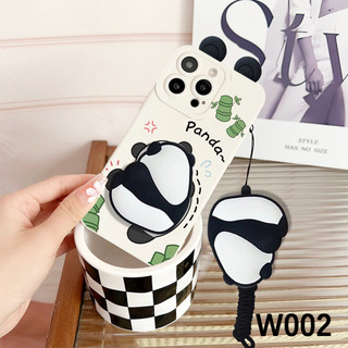 Ốp Điện Thoại Gấu Trúc Tai kawaii Dễ Thương Cho OPPO A6 A5 A3 Pro A5M A3X A5X A58 A78 A38 A18 A79 A59 A60 A80 A40 A40M Ốp Lưng Có Dây Giá Đỡ
