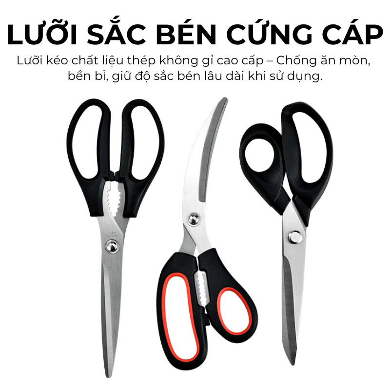 Kéo Nhà Bếp Đa Năng Inox Cao Cấp KOOBEE – Kéo Cắt Gà, Cắt Thực Phẩm Sắc Bén, Tay Cầm ABS Chống Trượt| 385