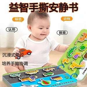 Khai Sáng Giáo Dục Sớm Sách Im Lặng Trẻ Em Bé Velcro Dán Tay Bé Sách Xé Sách Không Cắt Xếp Hình Biết Chữ G5KY