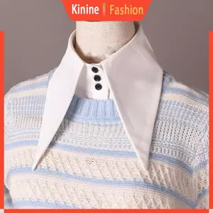 KIN Hàn Quốc Nữ Vintage Rộng Ve Áo Trắng Giả Cổ Nút Xuống Có Thể Tháo Rời Nửa Áo Có Thể Điều Chỉnh Trang Trí Di