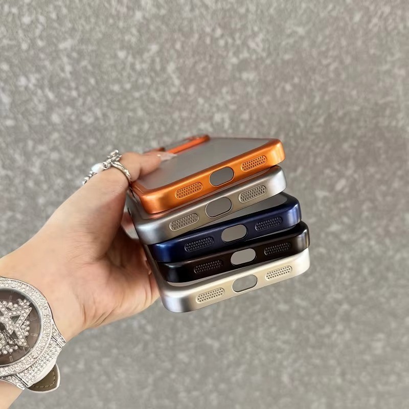 Ốp điện thoại mờ trong suốt cho iPhone 17 Pro 17 Air 16 15 14 13 Pro Max Bảo vệ toàn bộ ống kính Khung màu kim loại