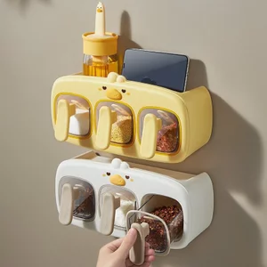 Bộ lọ gia vị treo tường chống ẩm - Muối, đường, bột ngọt, tiết kiệm không gian tiện lợi hơn