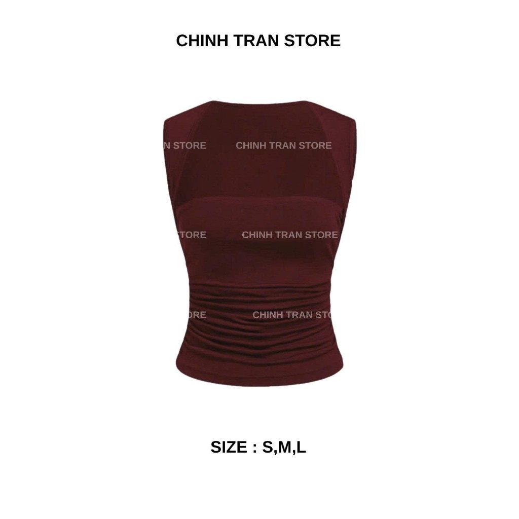 Áo Sát Nách Cúp Ngực Nhún Eo Viền Vai Nhỏ Chất Thun Cotton Co Giãn Nữ Tính Trendy - Chinh Trần Store