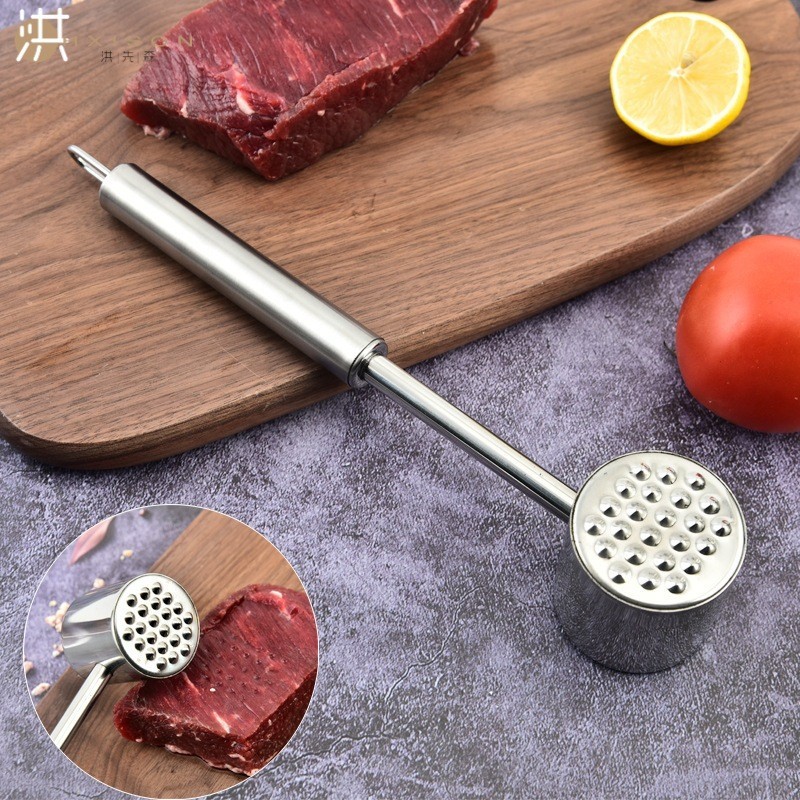 Búa Đập Thịt, Dầm Thịt Đa Năng 2 Đầu Inox 304, Làm Mềm Thịt & Dầm Hành Tỏi Tiện Lợi