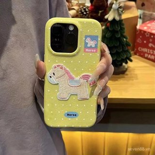 Ốp Điện Thoại Thích Hợp Cho iPhone 7 8 X XS XR XSMAX 11 12 13 14 15 16 17 Pro max Plus Da Thêu Pony Chống Sốc Vỏ Bảo Vệ Chống Sốc Bao Gồm Tất Cả 2VKG
