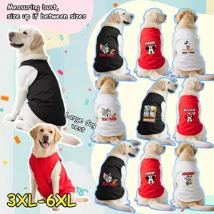 Áo ba lỗ lớn 3XL-6XL, in hình Mickey, Tom, Jerry, Vải thoải mái, Chống nắng, Khả năng thở và khả năng giặt máy, Thích hợp cho tất cả các giống chó lớn.