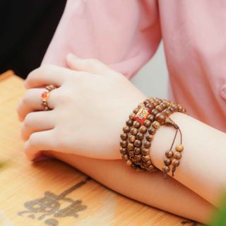 Combo Vòng 108 hạt Omani + Nhẫn theo mệnh (Cùng màu) Trầm Hương Yên Lộc Bàn Tay Phụ Kiện Voi