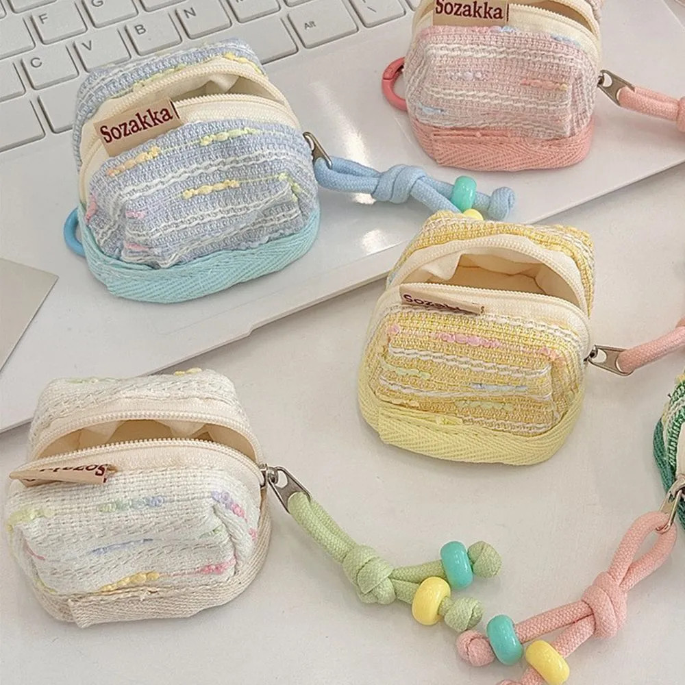Túi đựng tai nghe dệt kim K Macaron Túi đựng tiền xu nhỏ Ví đựng tai nghe Vỏ bảo vệ trái tim cô gái Túi đeo nhỏ