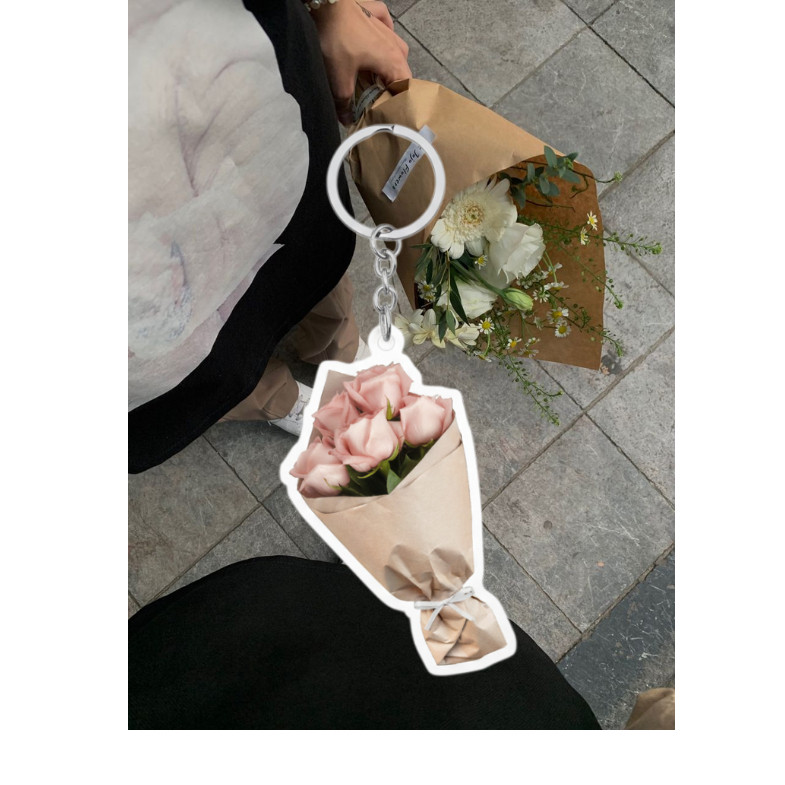 MÓC KHOÁ HÌNH HOA CỦA NGƯỜI THƯƠNG TẶNG IN THEO YÊU CẦU ( IB CHO SHOP)
