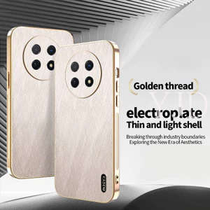Ốp Lưng Cho Huawei Nova 14i Gold Silk Skin Mạ Điện Khung TPU Chống Rơi Vỏ Điện Thoại