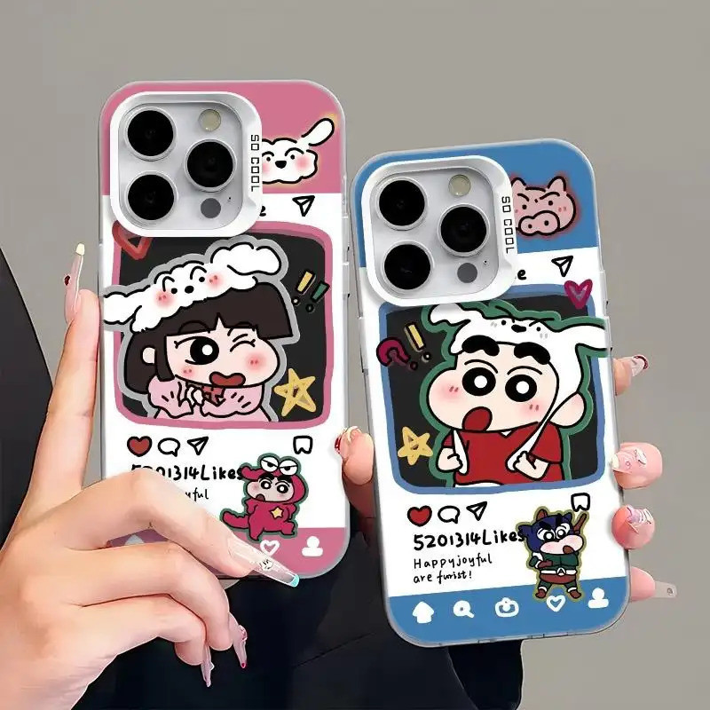Ốp lưng chống sốc Crayon Shin-chan đôi, thiết kế hoạt hình dễ thương độc đáo thích iPhone 17/15/14/13/12/11 Pro Max/XS
