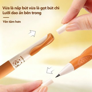 Bút Chì Kim Set 4 Bút Chì Bấm 2.0mm Cho Bé Lớp 1, Kèm Tẩy Capybara Cute Học Tập