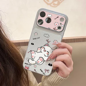 Ốp điện thoại iPhone Happy Cat Bao da mềm cao cấp đựng máy ảnh - iP 7/8/X/XS/XR/11/12/13/14/15/16/17/Plus/Air/Pro/Max