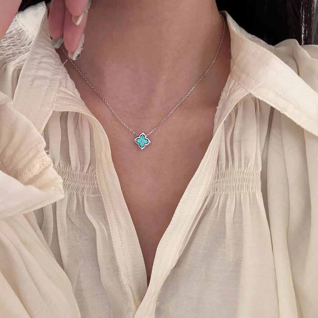 Mặt dây chuyền cỏ ba lá xanh khí chất thời trang Vòng cổ nữ cá tính và đa năng